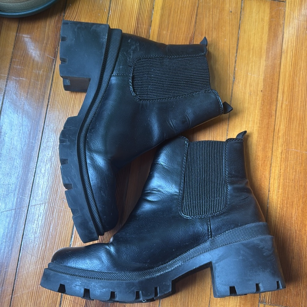 Target ankle black leather boots